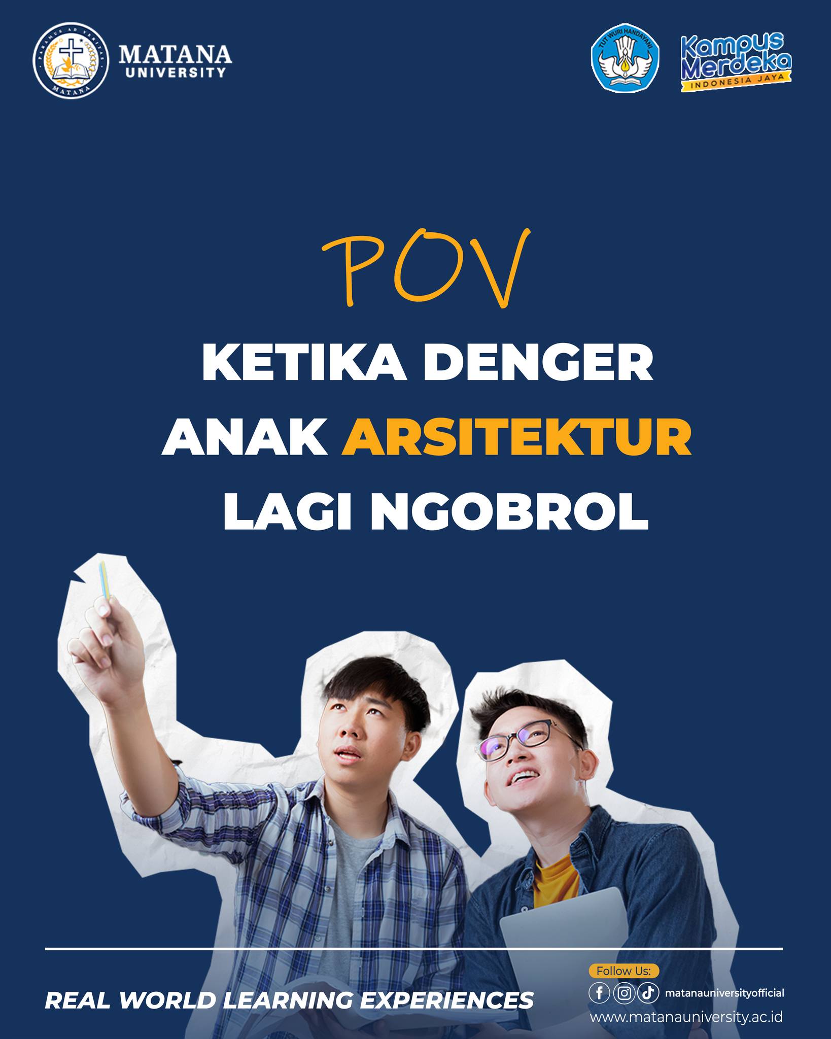 👥 POV: Ketika Mahasiswa Arsitektur Ngobrol Sambil Mengamati Bangunan 🏛️

Tertarik memahami lebih dalam istilah-istilah seperti fasad, kantilever, void, dan elevasi serta penerapannya?

Yuk, gabung di Program Studi Arsitektur Matana University dan menjadi arsitek handal! 

📲 Follow Us:
WA : 0812 - 8777 - 5999
TikTok: @matanauniversityofficial
FB: Matana University

Matana University
Real World Learning Experiences

#MatanaUniversity #startyourjourney #arsitektur #arsitekindonesia